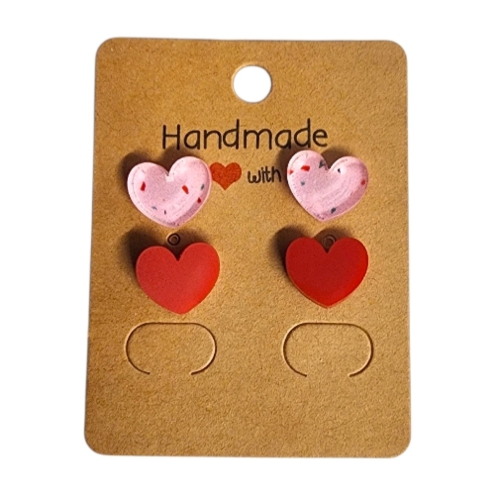 Sweetheart Drop Acrylic Stud Earrings - 2 Pair